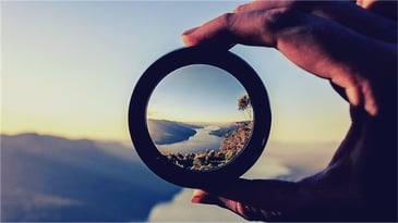 looking through a magnifying glass