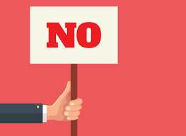 cartoon hand holding a no sign